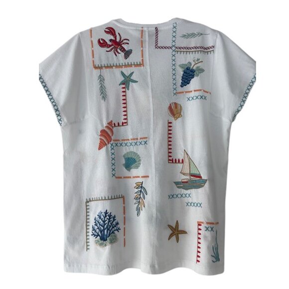 Johnny Was Amalfi Boxy Square Tee Shirt Embroidery Swing Sunshine Yellow Top NEW - Picture 6 of 6